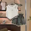 Conjunto de Verano Estilo Bohemio para Niñas, Nuevo Modelo 2026 para Bebés Niñas, Conjunto de Tres Piezas con Camisola y Shorts de Mezclilla, Moderno