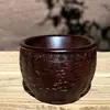 Frasco de la fortuna de madera de ébano, frasco de arroz para atraer la riqueza, cuenco del tesoro de madera maciza, pieza decorativa para sala de estar y escritorio de oficina, trae bendiciones