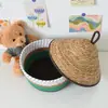 Cesta de Almacenamiento Personalizada para Regalo del Festival de Mediados de Otoño, Cesta de Almacenamiento de Escritorio Tejida de Algodón, Caja de Almacenamiento Tejida de Paja, Cesta Organizadora para Artículos Varios de la Entrada