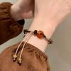 Pulsera con Hebilla de Seguridad Ámbar Maillard para Mujer 2026 Nuevo Estilo Nuevo Estilo Chino Pulsera Trenzada Estilo Étnico Retro Joyería de Mano