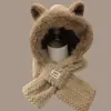 Cachecol de Pelúcia Fofo para Outono e Inverno, Aquecedor de Pescoço Integrado Espesso, Chapéu para Mulheres, Ciclismo ao Ar Livre, à Prova de Vento, Quente, Proteção para Ouvidos