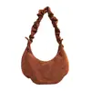 Bolso de axila vintage de nicho ins Plisado Color sólido Cordón Bolsa de nube Alta calidad Moda Hombro único Cruzado Bolsa de albóndiga