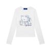 Camiseta de Manga Larga con Estampado de Hello Kitty Estilo Retro Americano para Mujer 2025 Nuevo Otoño Casual Look Adelgazante Top Tendencia