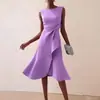 Moda Femenina Nueva Otoño 2026: Vestido Largo de Color Sólido sin Mangas Ajustado con Cuello Redondo Estilo Transfronterizo Europeo y Americano