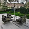 Sillas de Sofá para Exteriores, Paisajismo de Jardín Municipal, Patio, Casa de Huéspedes, Departamento de Ventas, Juego de Muebles de Acero Inoxidable para Balcón