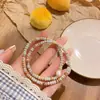 Pulsera de Doble Círculo de Piedra Natural Dopamina y Perla de Agua Dulce Estilo Bohemio Retro Moda Pulsera Rosa Emperador