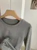 Camiseta de Manga Larga KEKEZOON 2026 Otoño Nueva Ajustada Color Sólido Camiseta Básica 9017