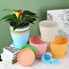 Maceta de plástico de resina de material nuevo de tapa abierta para balcón, adecuada para plantas verdes, suculentas y otras plantas, disponible en múltiples colores con plato, personalizable