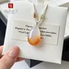 Pingente Colorido de Ágata Tipo Gelo Natural Ano da Colheita Charme Calcedônia Mordida de Doce Buda Sorridente Colar de Jade Pingente de Clavícula