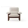 Silla de Ocio Hotel B&B Estilo Francés Sala de Estudio Sofá Silla de Madera Maciza Retro Estilo Crema Silla de Sofá Individual de Lana de Cordero