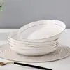 Plato Japonés para el Hogar Doble Línea Dorada Plato para Sopa Plato Plato de Comida Bol para Comer Bol de Arroz Bol para Sopa Apto para Microondas