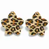 Brincos de Flor Geométrica Estampa de Leopardo Europeu e Americano Transfronteiriço Retro Exagerado Temperamento Moda Brincos de Tarraxa para Mulheres Comércio Exterior Transfronteiriço Atacado