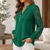 Ropa europea y americana para mujer transfronteriza 2026 otoño nueva blusa elegante para el trabajo holgada casual con encaje calado