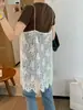 Vestido de tirantes de encaje sin mangas Dori Dn Blanco para Mujer 2026 Estilo Nuevo de Primavera Ropa de Exterior Falda Corta en Capas