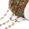 Cadena de Cereza con Goteo de Aceite de Acero Inoxidable Recubierto al Vacío, Cadena Hecha a Mano Color Dorado, Cadena Hecha a Mano para Collar Pulsera DIY, Accesorios Semi-Terminados