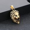 Serie de Joyería con Cabeza de Animal Dominante Hip Hop HIPHOP Circonita Rey de la Selva Cabeza de León Acero de Titanio Colgante para Hombre