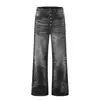Jeans Rectos Lavados con Bigotes Estilo Retro Americano para Hombre, Pantalones Amplios y Caídos de Moda Callejera