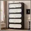Cómoda Negra Estilo Vintage de Cinco Cajones Gabinete de Almacenamiento para Sala de Estar Dormitorio Gabinete de Almacenamiento Estantería Gabinete de Pasillo Gabinete Estrecho Alto Vertical Multicapa
