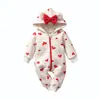 Ropa con Capucha de Amor para Bebé de 0 a 2 Años Ropa de Escalada con Cremallera y Moño para Bebé Sudadera de Otoño e Invierno Mono de Fresa