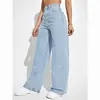 Nuevos Jeans de Mujer Europeos y Americanos Transfronterizos de Amazon AliExpress Jeans de Mujer de Cintura Alta Adelgazantes de Pierna Recta Pantalones Largos de Mezclilla Estilo Caliente
