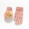 Luvas Amazon Transfronteiriças Camada Dupla com Forro de Fleece Espessado Lã Ártica Esportivas de Inverno Tricotadas para Tela Sensível ao Toque Luvas Quentes para Ciclismo