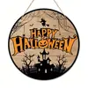 Decoraciones para el Hogar Transfronterizas Artesanía de Madera de Halloween Colgante de Letrero de Puerta de Disco Fantasma Luminoso
