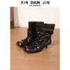 Botas de Ballet de Tacón Alto Otoño/Invierno Apiladas 2026 Nuevo Estilo Coreano con Cordones para Pantorrilla Ancha Botas Retro Plisadas de Suela Plana de Media Pantorrilla