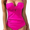 Traje de baño de una pieza para mujer Amazon Push-Up Cruzado Control de Barriga sin Tirantes de Soporte Adelgazante