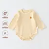 Body de manga larga para bebé, Suéter ajustado para primavera y otoño, Mameluco triangular unisex para bebé, Tejido térmico cálido