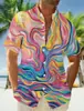 Camisa Hawaiana Estampada con Degradado de Color Primavera y Verano para Hombre Vacaciones Playa Comercio Transfronterizo Fabricante Camisa de Manga Corta de Verano