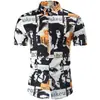 Camisa Masculina de Manga Curta com Estampa Floral Nova Moda Transfronteiriça de Verão Camisa Slim com Impressão Digital 3D Fabricante