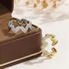 Anillo Abierto de Corazón Europeo y Americano Transfronterizo para Mujer, Anillo de Dedo Índice de Lujo Ligero Microincrustado de Moda, Estilo Celebridad de Internet, Estilo Minimalista