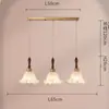 Lámpara colgante de mesita de noche para dormitorio, barra de bar de madera maciza y vidrio estilo retro americano, estilo wabi-sabi, lujo ligero, lámpara colgante pequeña de alta gama para comedor
