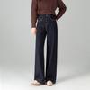 Pantalones Clásicos de Pierna Ancha Estrecha para Mujer, Nuevo Estilo Otoño, Azul Denim, Cintura Alta, Adelgazantes, Estilo Sencillo, Pantalones Blancos a Prueba de Tres