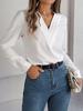 Toma Real de Camisa Elegante de Color Sólido con Capas y Cuello en V de Manga Larga Otoño e Invierno 2026 Ropa para Mujer Transfronteriza de Amazon