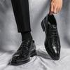 Zapatos de Cuero Marrón 2026 para Hombre, Estilo Brogue, Zapatos de Boda Estilo Británico para Novio, Zapatos Nuevos de Talla Grande para Hombre, Artículo Popular de Exportación