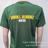 Camisa publicitaria de poliéster puro con estampado en caliente para hombre, cuello verde, 140 g. Camiseta electoral del alcalde filipino.
