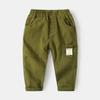 Pantalones casuales de moda de estilo coreano en stock, pantalones de algodón cómodos de cintura media con dibujos animados para niños, pantalones para niños