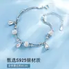Pulsera de plata de orquídea de lirio para mujer, joyería de lujo ligero, nicho, exquisita, nueva 2024, pulsera de plata para niña, regalo de cumpleaños