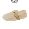 Zapatos Mary Jane estilo Birkenstock 100% algodón, calzado de exterior para mujer, nueva colección otoño/invierno, forro polar para abrigar, zapatos de algodón para mujer, zapatos sin cordones