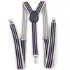 Primavera y Verano moda fresca individual unisex tirante fino rayado elástico 3 clips correa