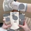Calcetines Lindos de Otoño con Lazo para Mujer, Calcetines Holgados sin Costuras hasta Media Pantorrilla con Cachorro de Dibujos Animados, Estilo Coreano Versión Fina Ins