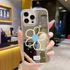 Funda Espejo Colorida Simple con Puntos y Flores Manzana 18Pro para iPhone15 Espejo de Maquillaje Funda Protectora