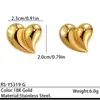 Pendientes de Botón de Acero de Titanio con Corazón de Bloques de Color de Personalidad de Nicho INS Europeo y Americano Chapados en Oro Real de 18K Pendientes de Acero Inoxidable de Alta Gama