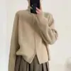 Cárdigan de Lana Estilo Coreano Solapa Cremallera Tejido Cardigan para Mujer Otoño Invierno Engrosado Gama Alta Suave Esponjoso Mangas Raglán Suéter Abrigo