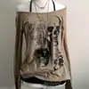 Subcultura Punk Y2K Milenar Gata Vintage Caveira Vintage Blusa de Um Ombro Look Emagrecedor Feminino Top