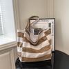 Bolsa de Lona Casual Estilo Coreano Literário Moda Ins Cor Contrastante Bolsa de Mão Celebridade da Internet Pequena Fresca Listrada Bolsa de Ombro Bolsa Feminina