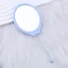 Espejo Pequeño Ovalado Portátil DIY con Cuentas Espejo de Alta Definición Mango Especial para Niñas Espejo de Maquillaje Espejo de Belleza