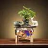 Aquário Criativo de Vidro para Peixe Dourado Decoração Circulante de Água para Mesa de Sala de Estar Pequeno Aquário Doméstico da Sorte Mini Vasilha para Peixe