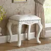 Banqueta de Maquiagem Estilo Europeu em Madeira Maciça, Banqueta de Mesa de Maquiagem de Luxo Leve para Quarto, Banqueta de Princesa, Banqueta de Maquiagem Famosa na Internet com Assento Acolchoado Estilo Americano para Uso Doméstico